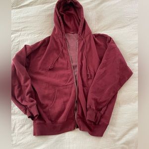 Maroon oversized zip up. Brandy Melville (John Galt).